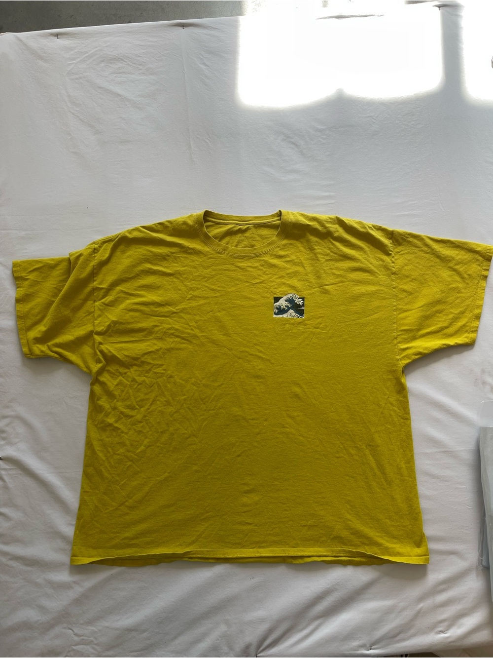 Men's Bright Yellow Graphic Crew Tee with Small Chest Art